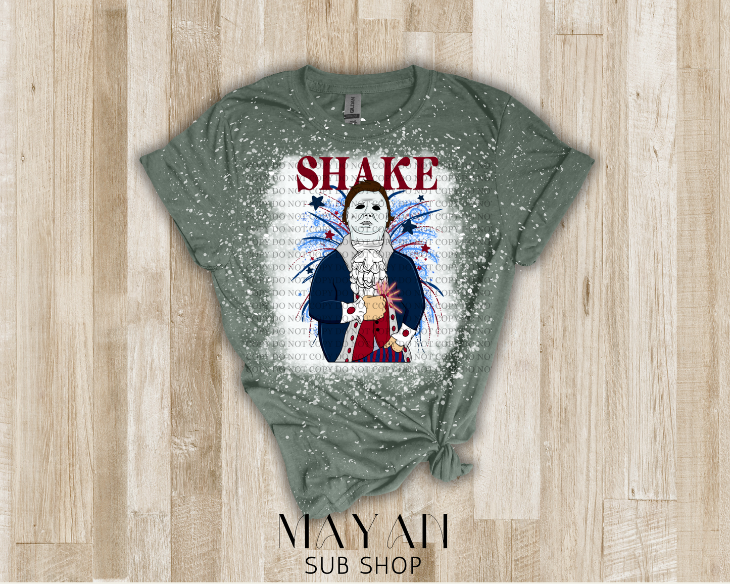 4th of July Shake Michael Bleached Shirt - Mayan Sub Shop