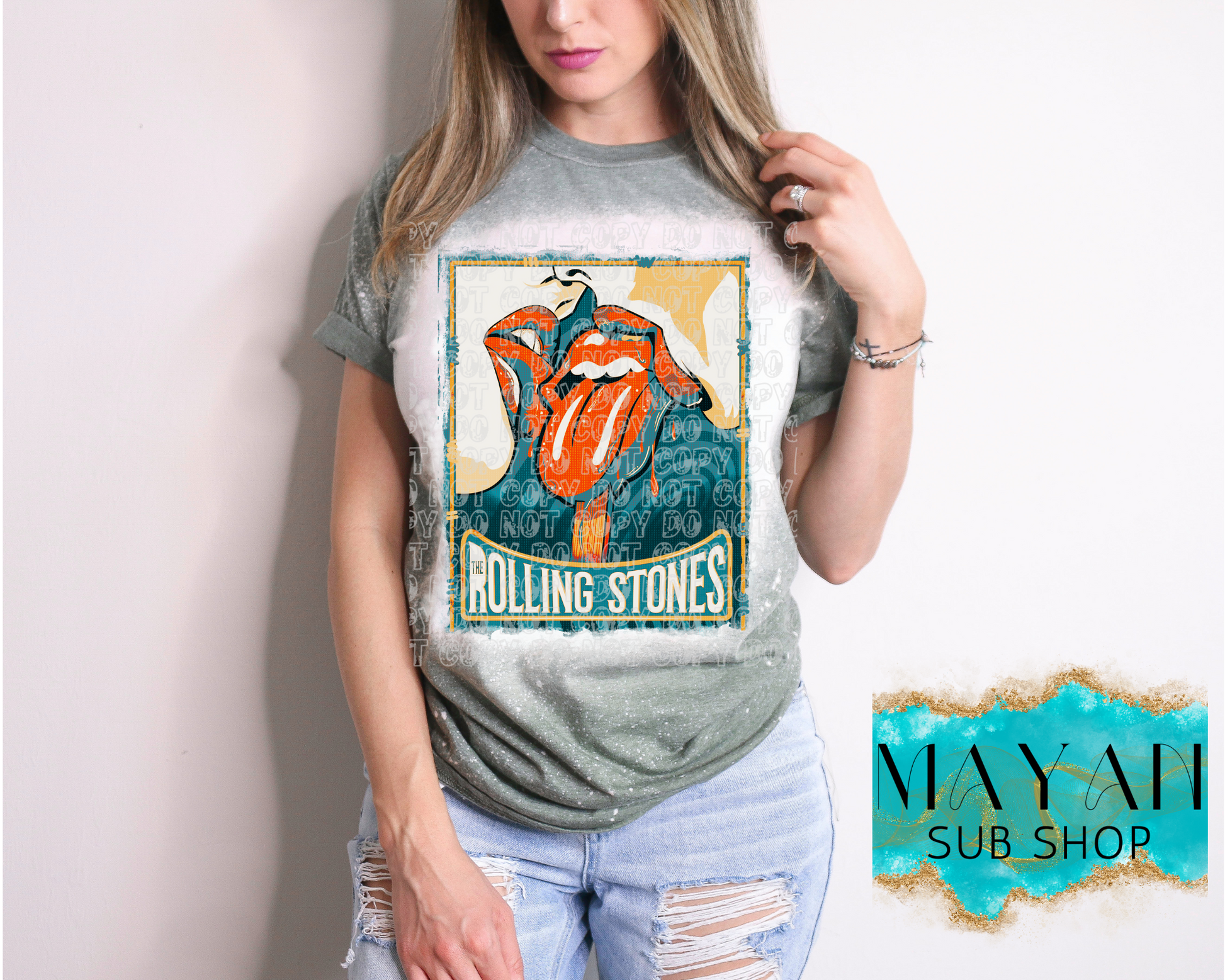 Rolling stone bleached shirt. -Mayan Sub Shop