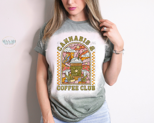 Cannabis coffee shop bleached tee. -Mayan Sub Shop