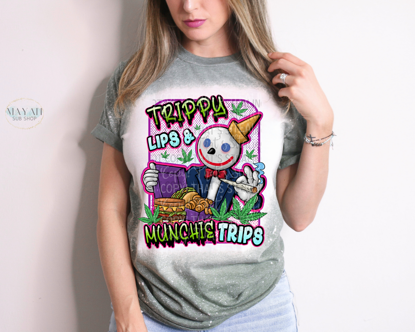 Trippy Lips Munchy Trips Bleached Tee - Mayan Sub Shop