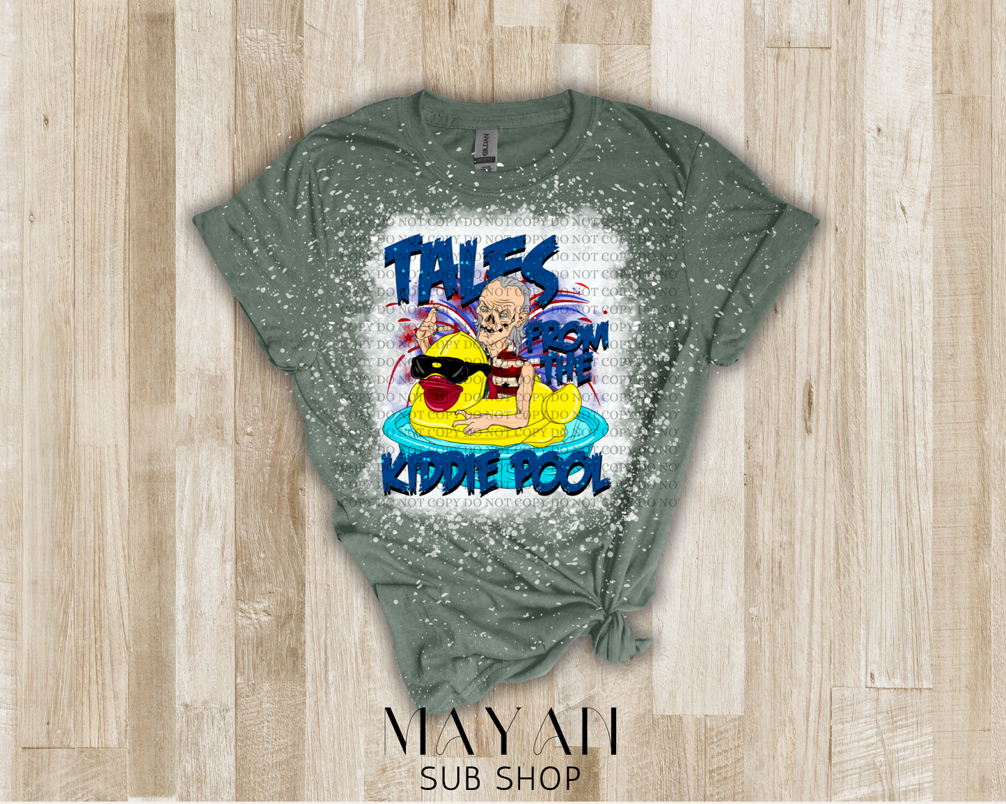 Tales from the kiddie pool bleached shirt - Mayan Sub Shop