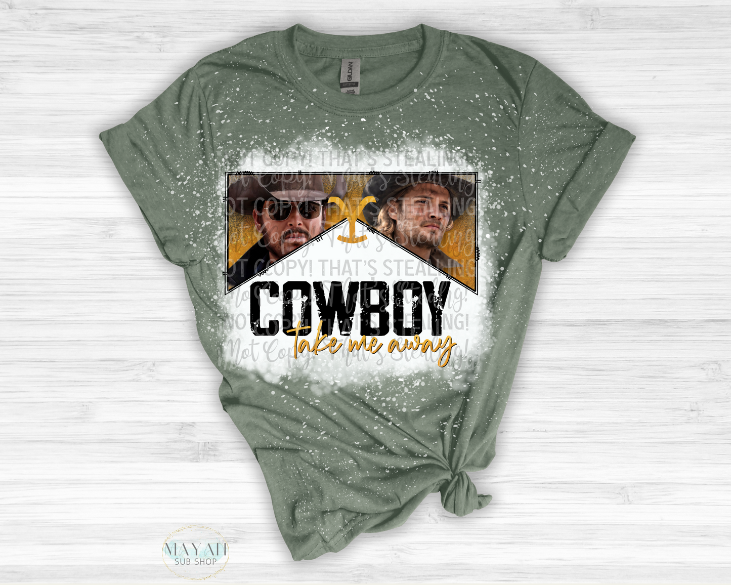 Cowboy Take Me Away Bleached Shirt - Mayan Sub Shop