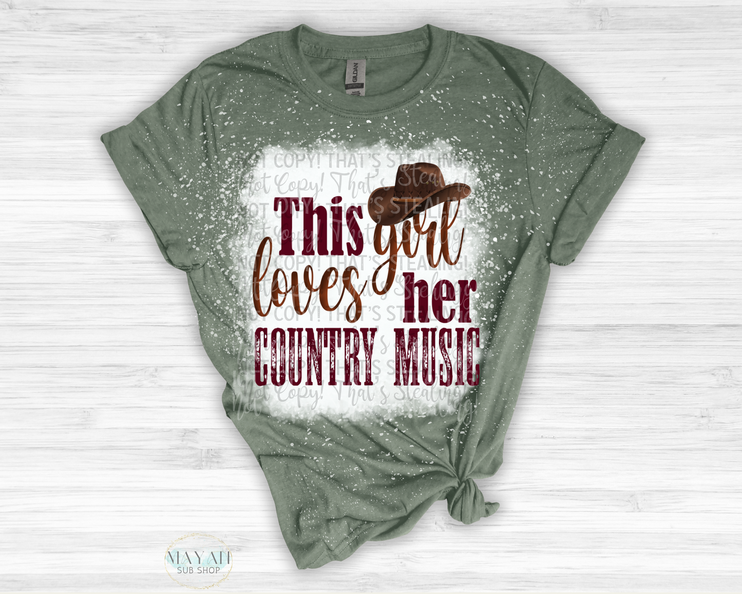 This Girl Loves Her Country Music Bleached Shirt - Mayan Sub Shop