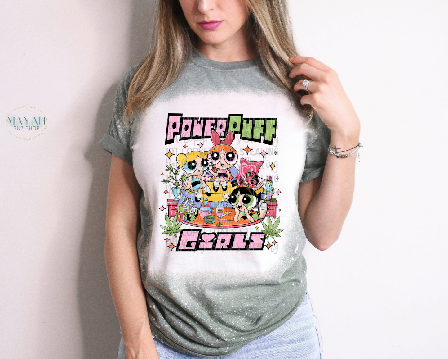 Puff Girls Bleached Tee - Mayan Sub Shop