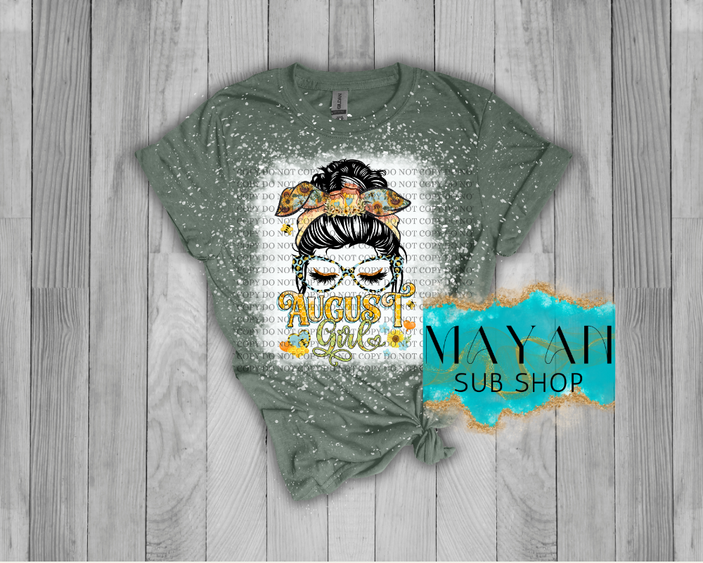 August Girl Messy Bun Bleached Shirt - Mayan Sub Shop