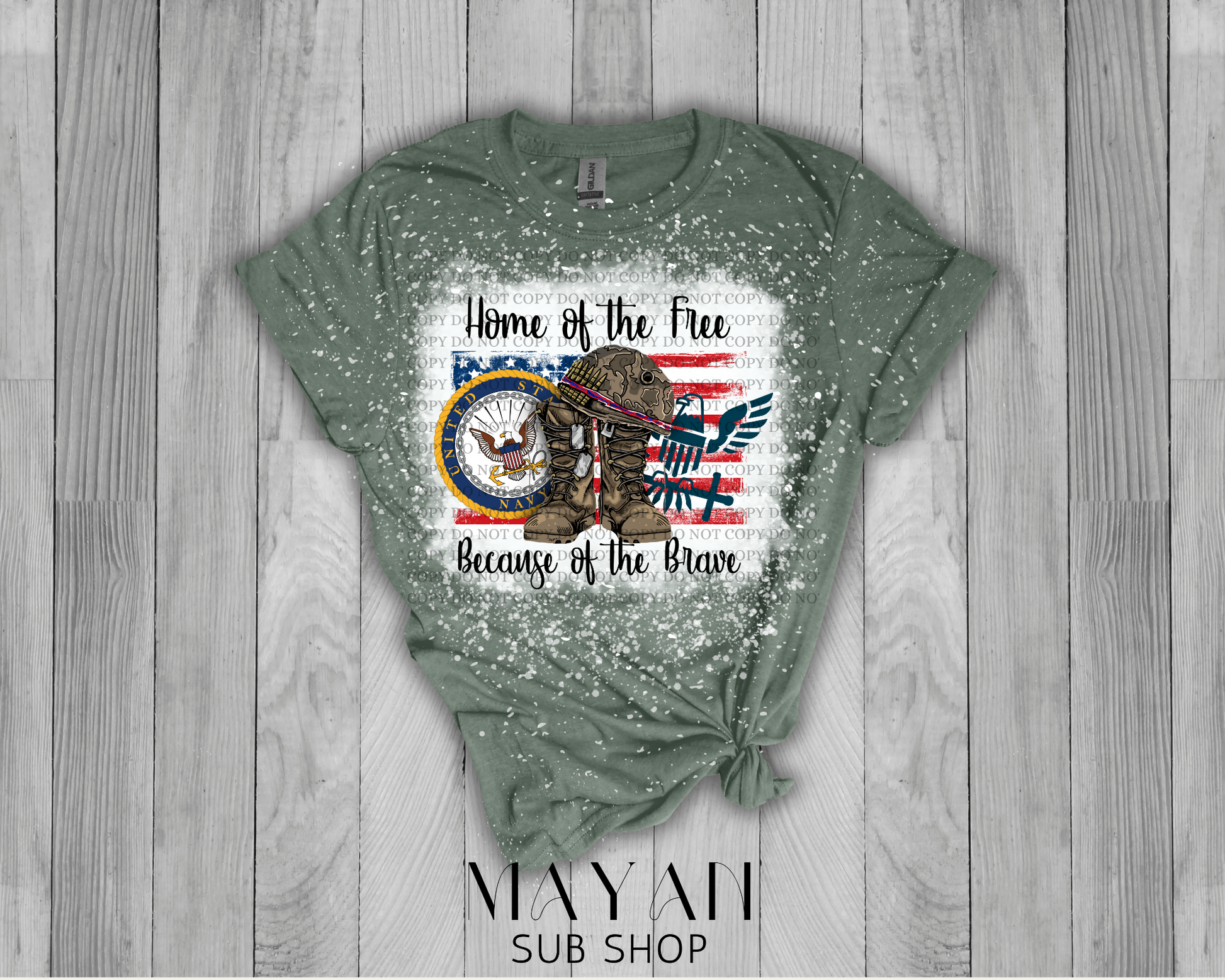 Home of the Free Navy Bleached Shirt - Mayan Sub Shop