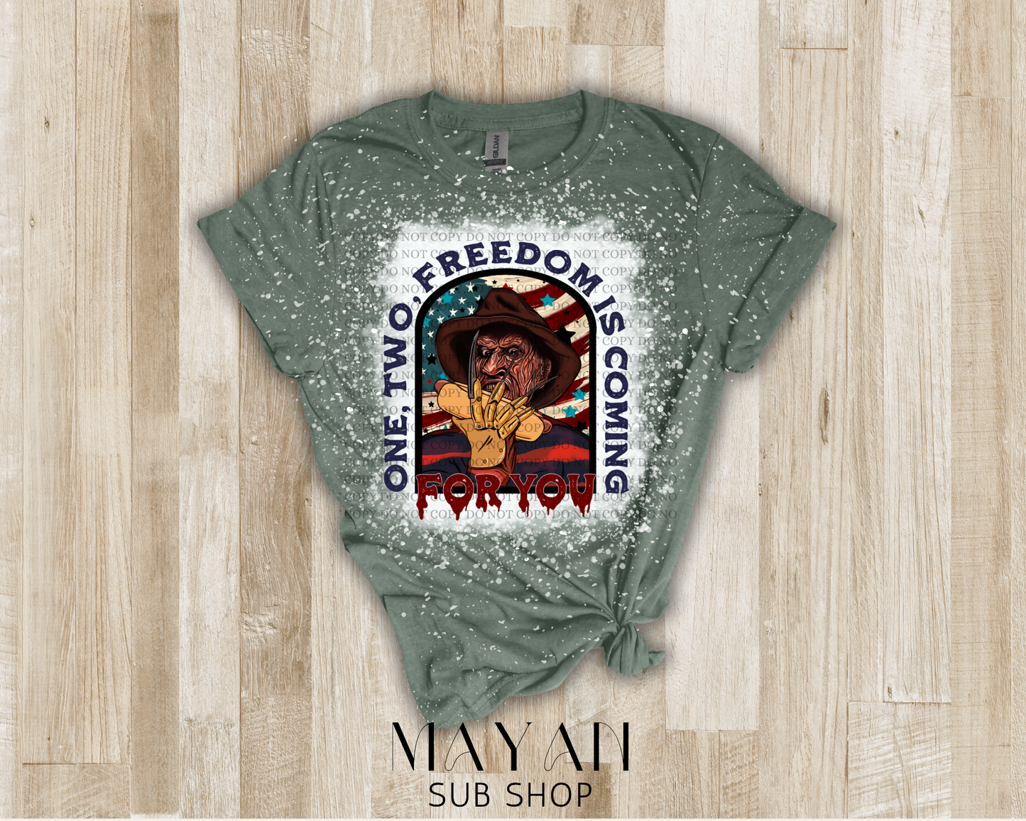 Freedom is coming bleached shirt - Mayan Sub Shop