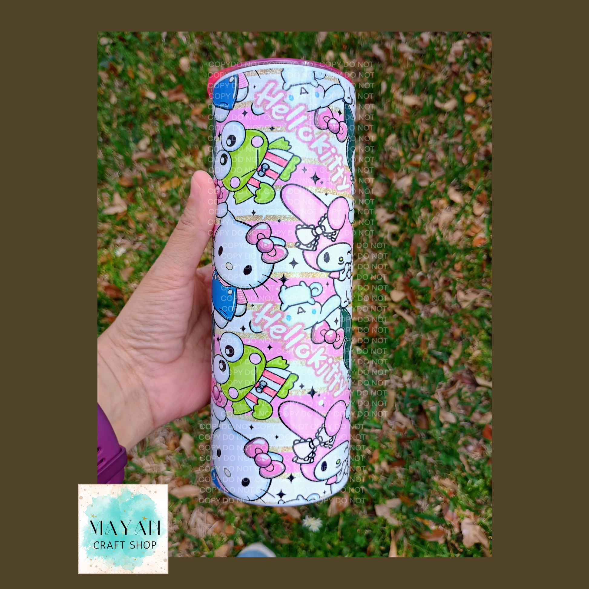 Kitty and friends tumbler. -Mayan Craft Shop