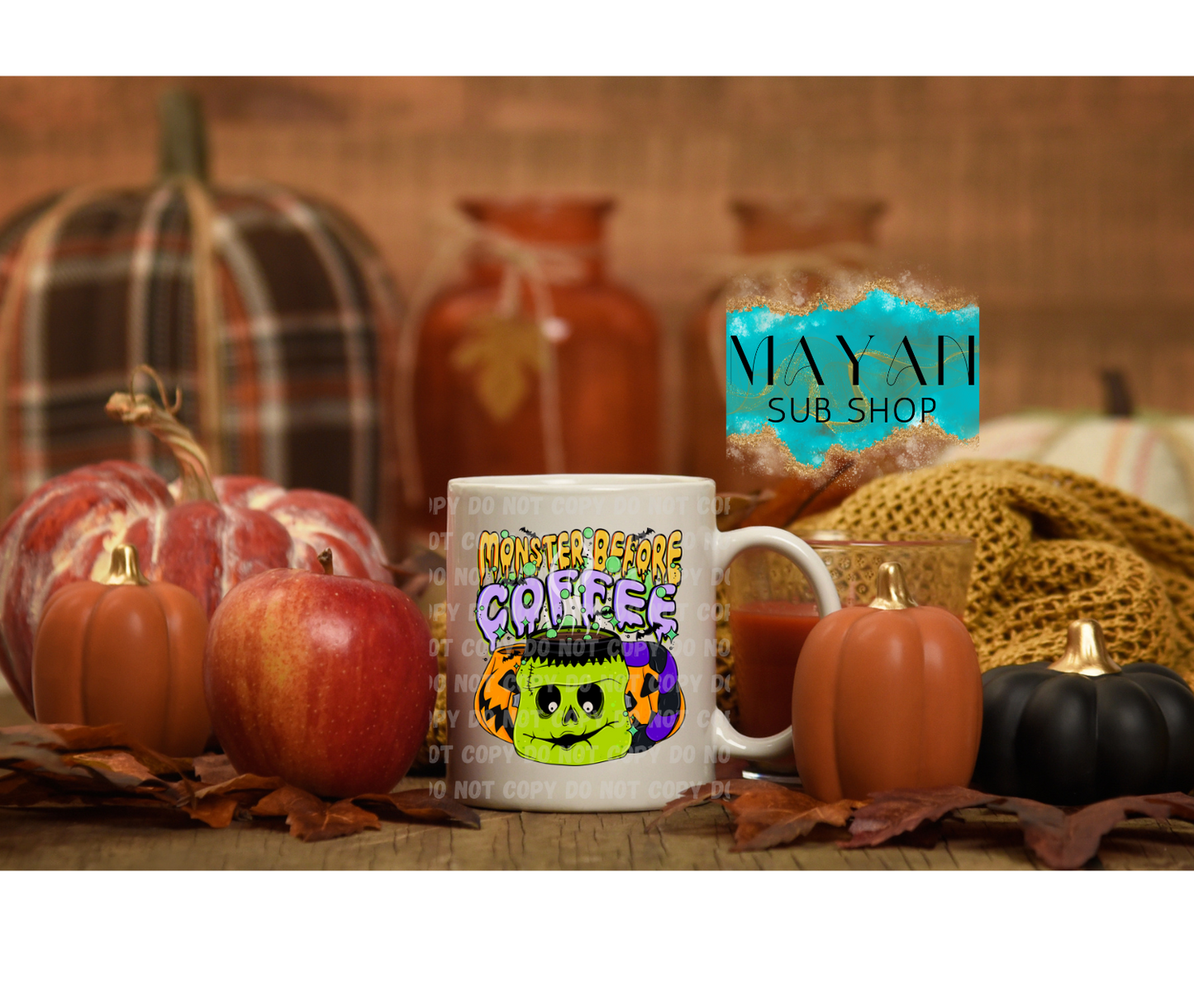 MOnster before coffee 15 oz. coffee mug. -Mayan Sub Shop