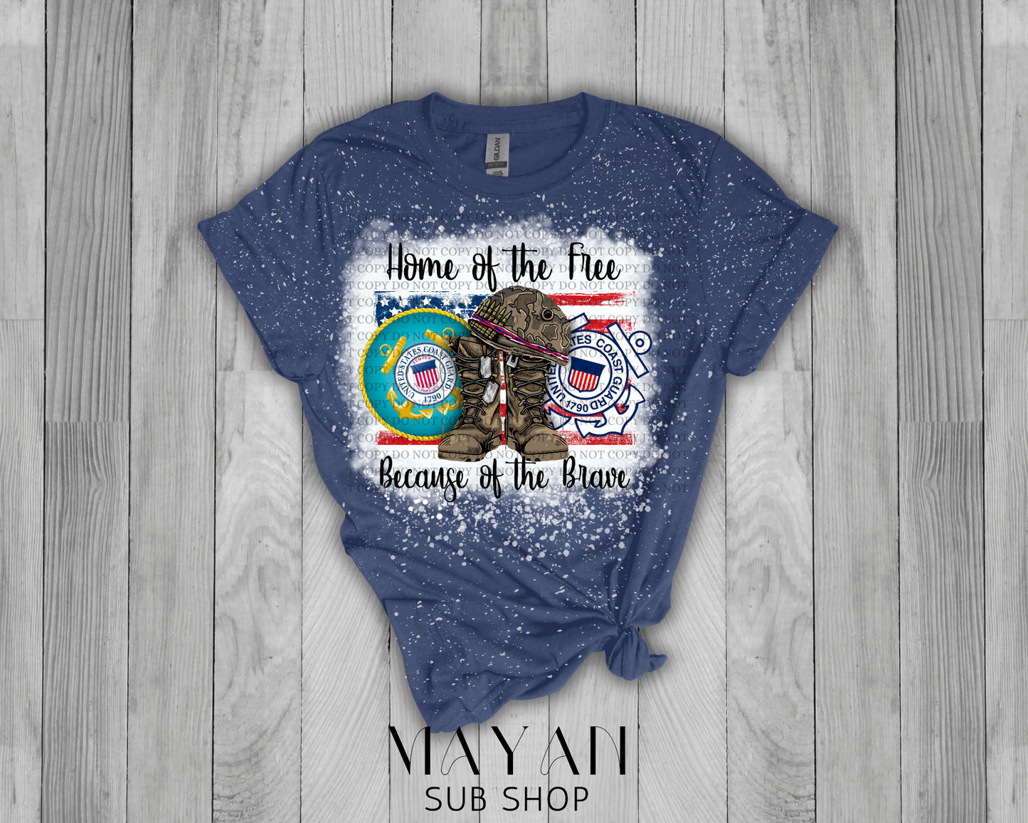 Home of the Free Coast Guard Bleached Shirt - Mayan Sub Shop