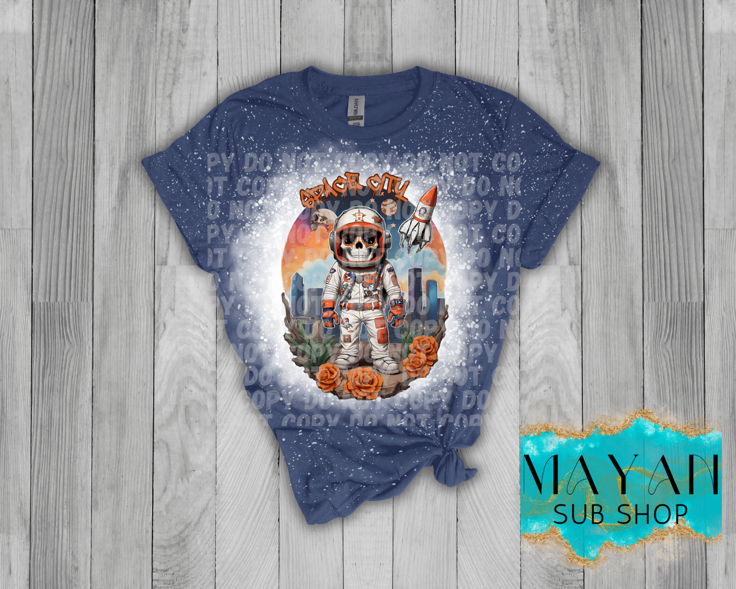 Space City Halloween Bleached Shirt - Mayan Sub Shop