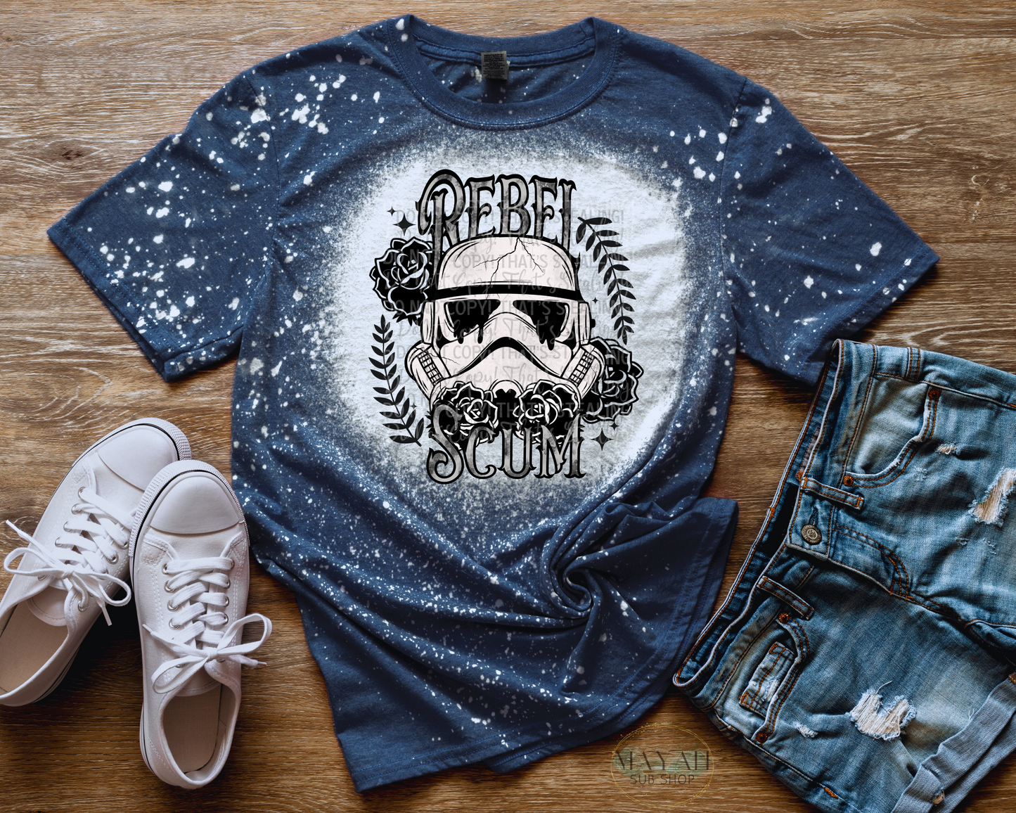 Rebel Scum Bleached Tee - Mayan Sub Shop