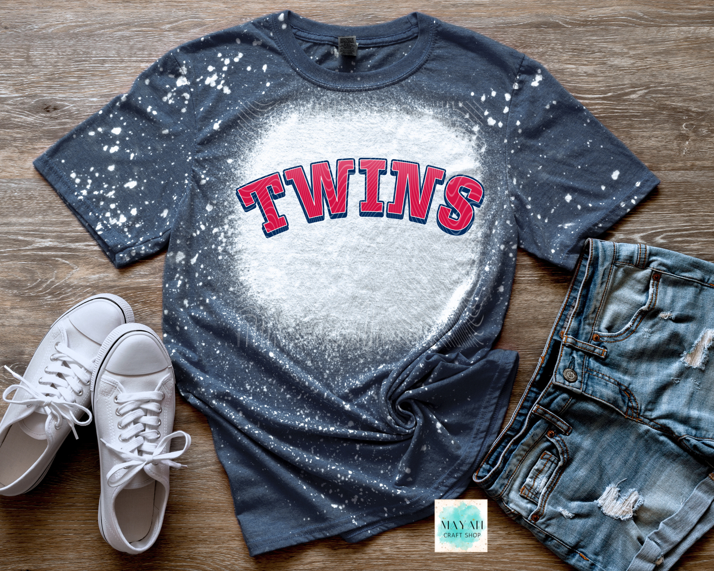 Navy baseball bleached shirt.