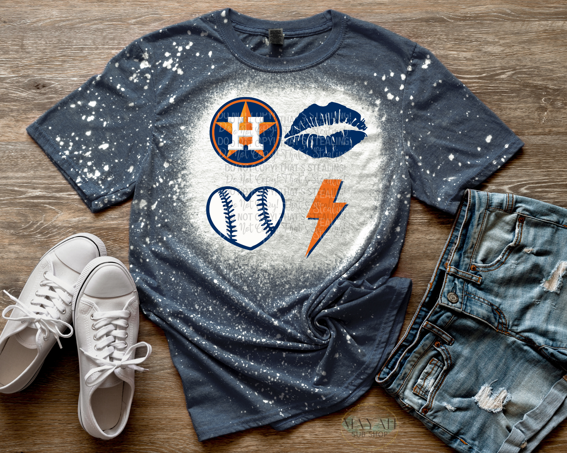 Astros Bleached Tee - Mayan Sub Shop