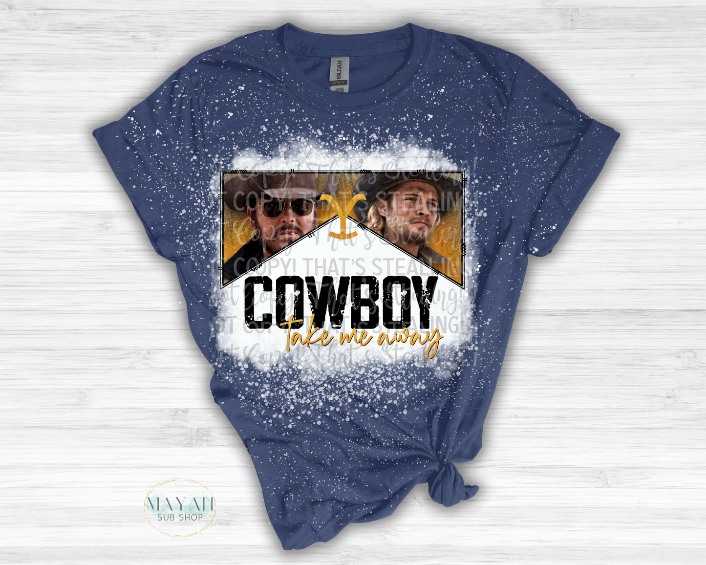 Cowboy Take Me Away Bleached Shirt - Mayan Sub Shop