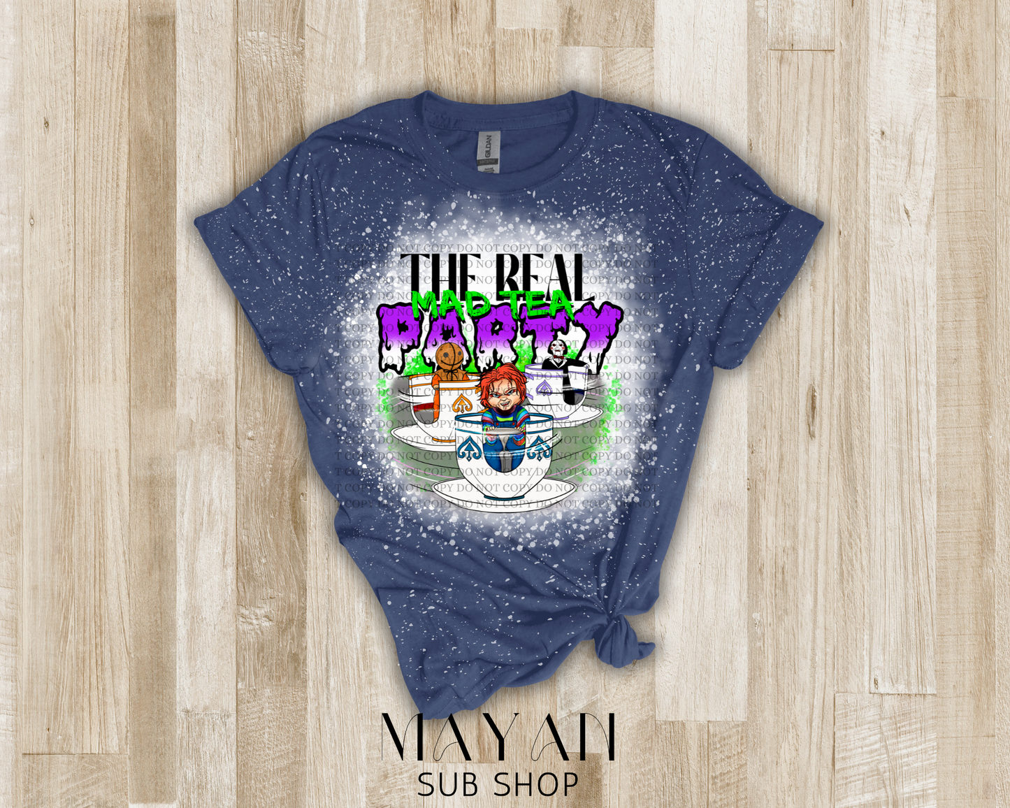 The real mad tea party bleached shirt - Mayan Sub Shop