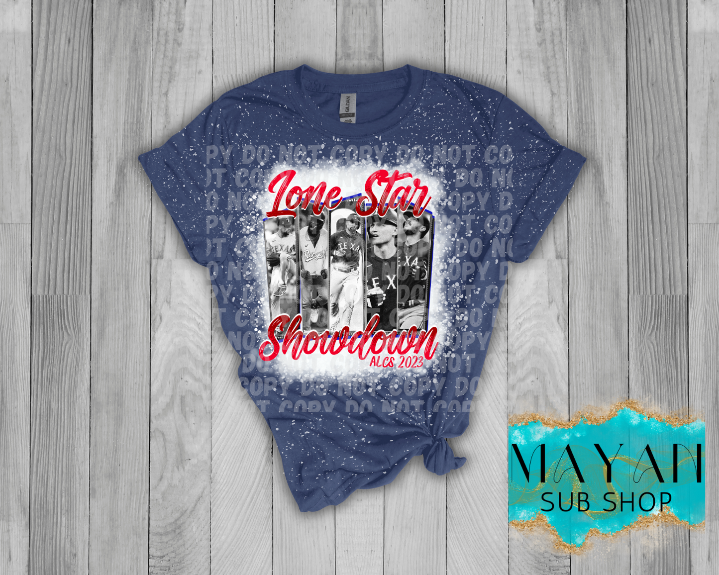 Lone star showdown Texasin heather navy bleached shirt. -Mayan Sub Shop