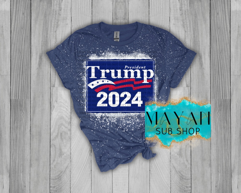 Trump 2024 Blue Bleached Shirt - Mayan Sub Shop