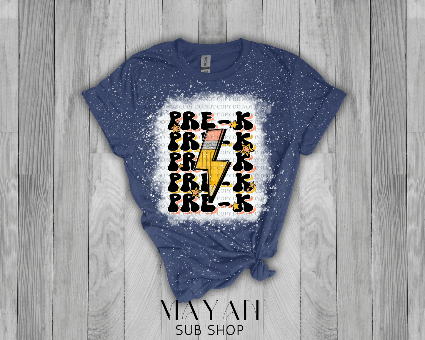 Pre-K Teacher Retro Bleached Shirt - Mayan Sub Shop