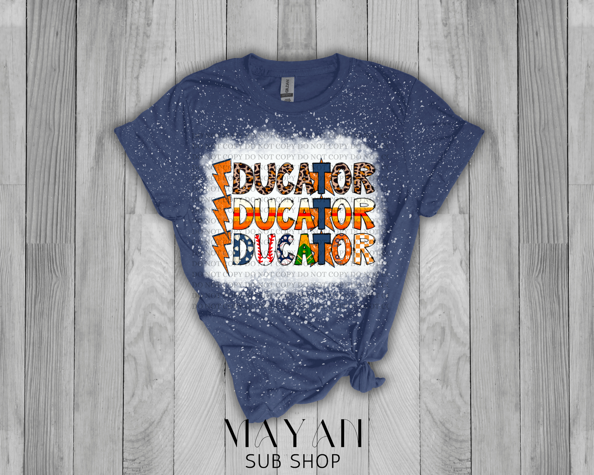 Educator Stacked Astros Bleached Shirt - Mayan Sub Shop