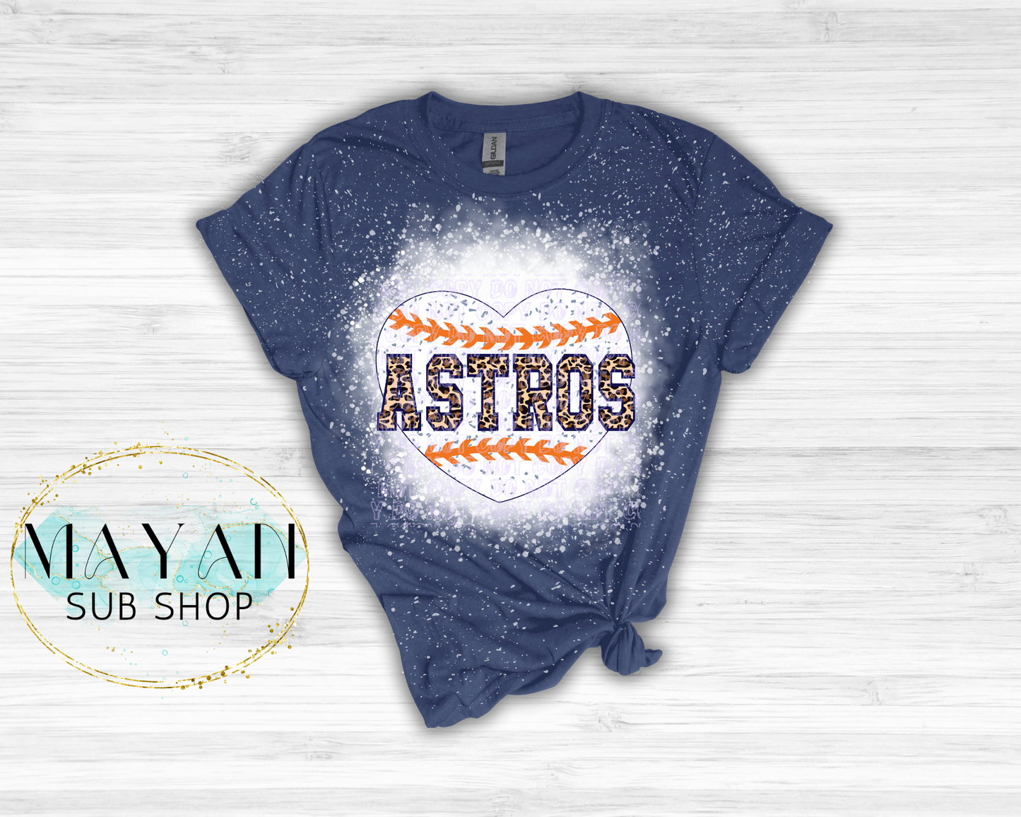 Astros Baseball Heart Bleached Shirt - Mayan Sub Shop