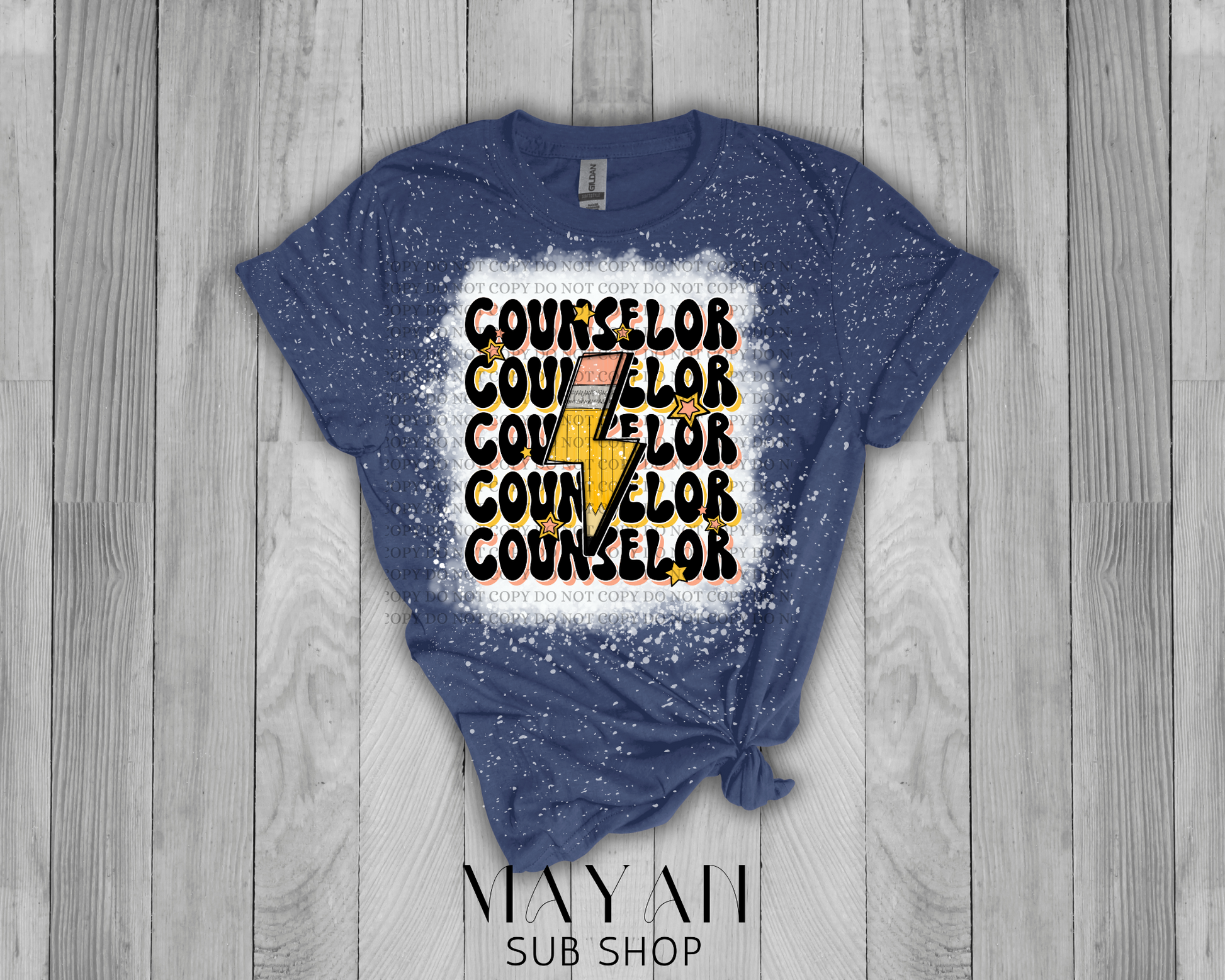 Counselor Stacked Retro Bleached Shirt - Mayan Sub Shop