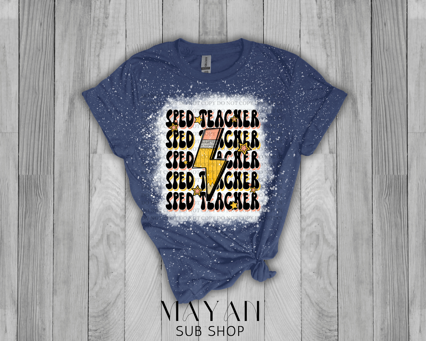 SPED-Teacher Stacked Retro Bleached Shirt - Mayan Sub Shop