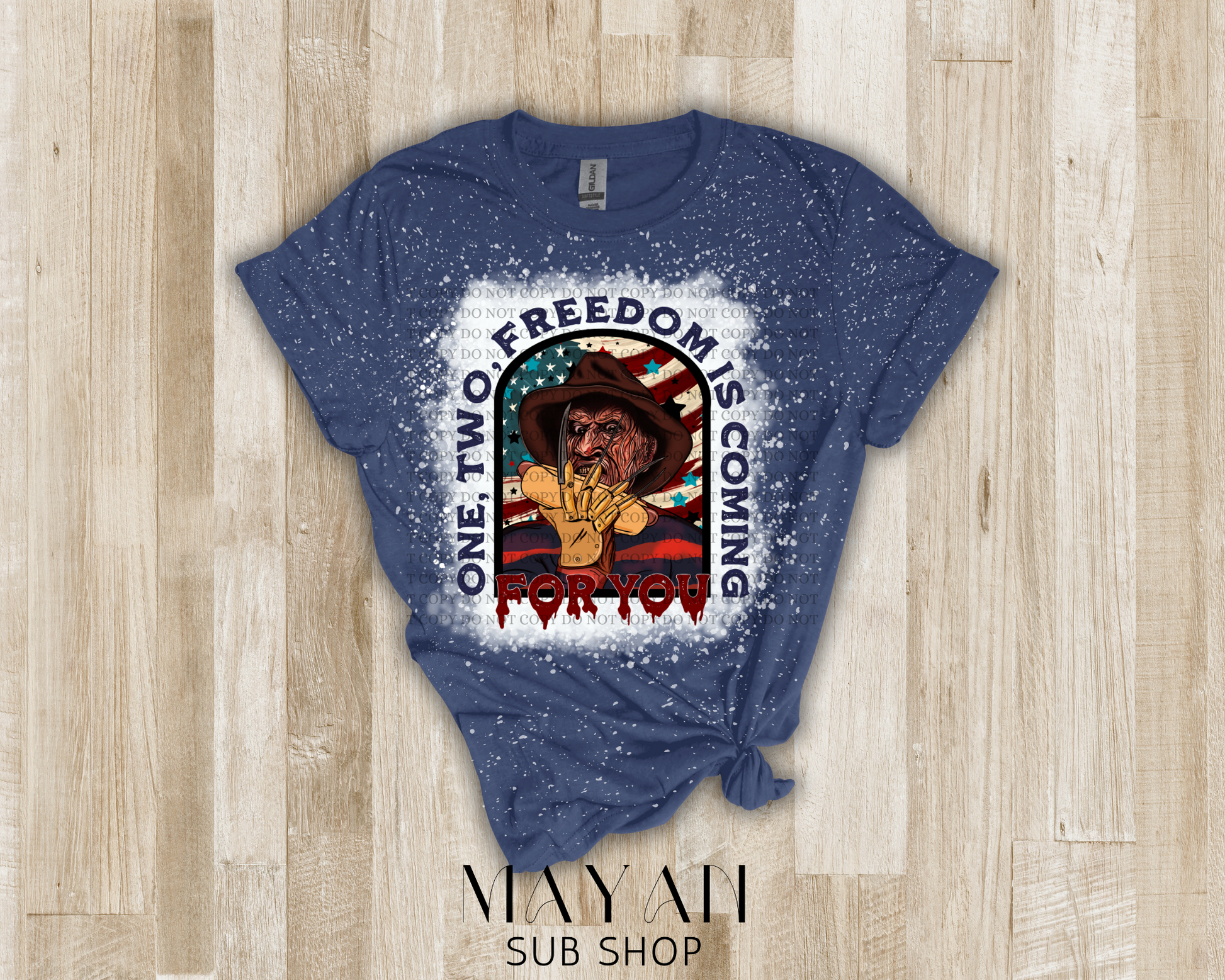 Freedom is coming bleached shirt - Mayan Sub Shop