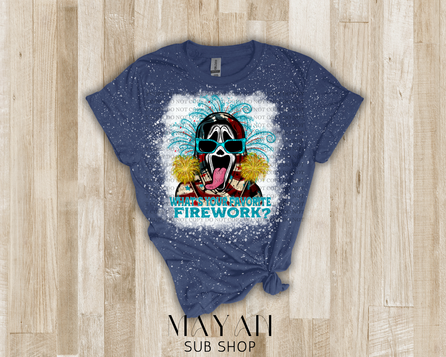 Favorite fireworks bleached shirt - Mayan Sub Shop