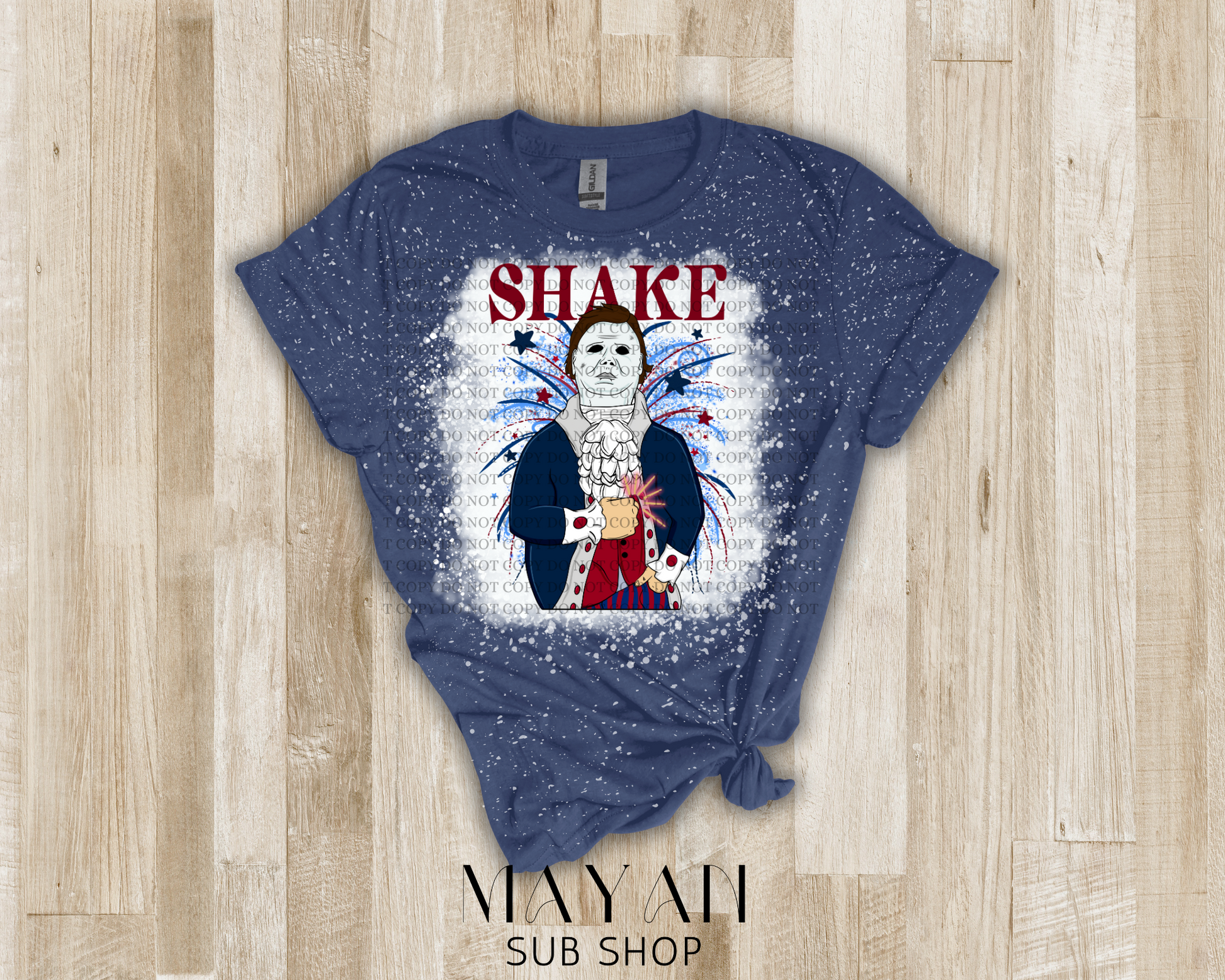 4th of July Shake Michael Bleached Shirt - Mayan Sub Shop