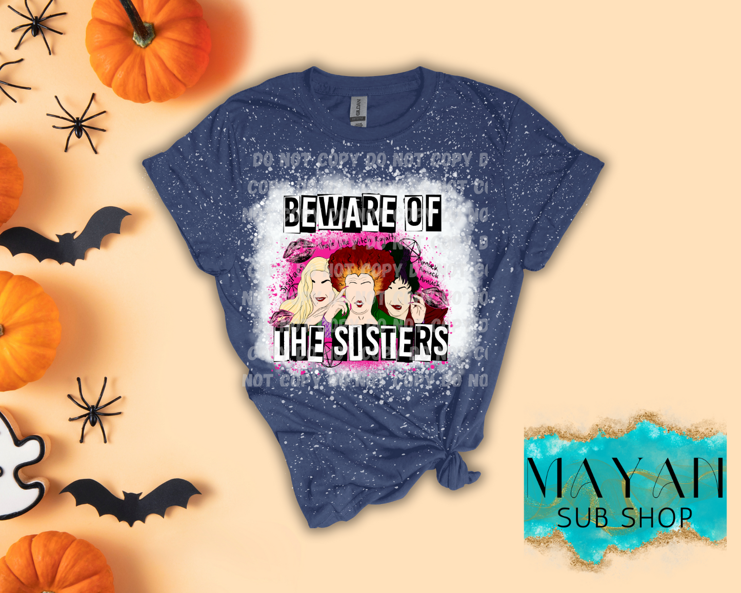 Beware Of The Sisters Bleached Shirt - Mayan Sub Shop