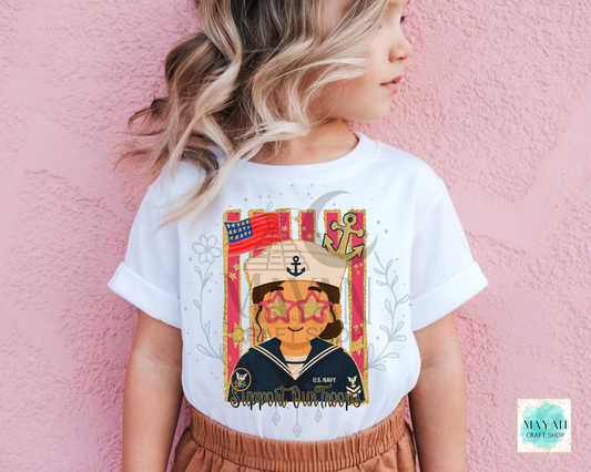 Support our troops kids shirt.
