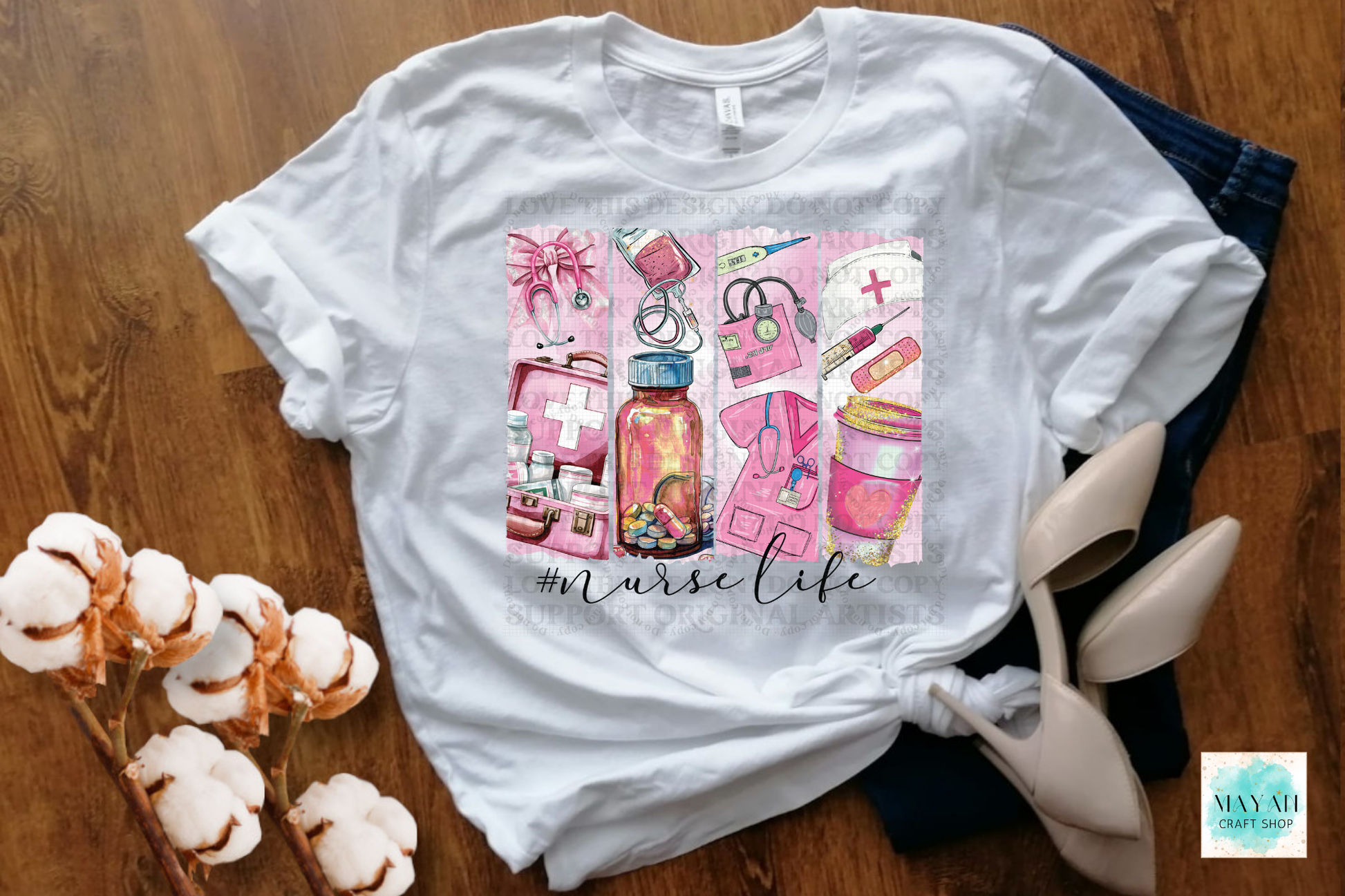 Nurse life white shirt. -Mayan Craft Shop
