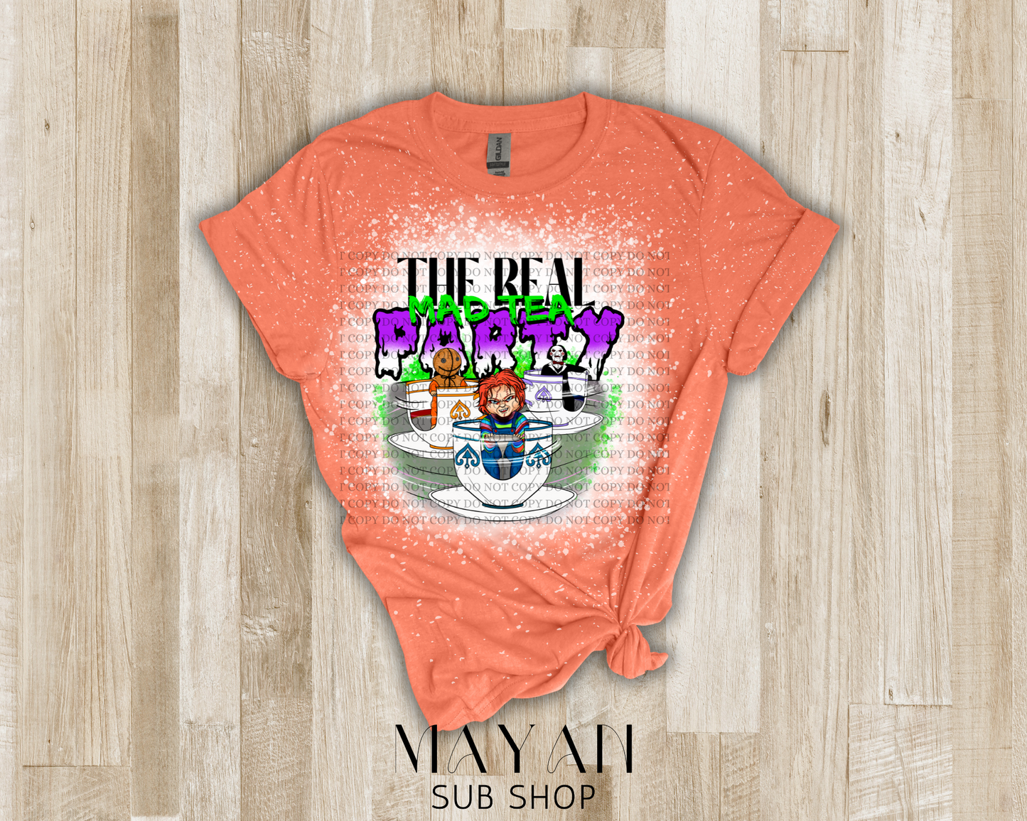 The real mad tea party bleached shirt - Mayan Sub Shop