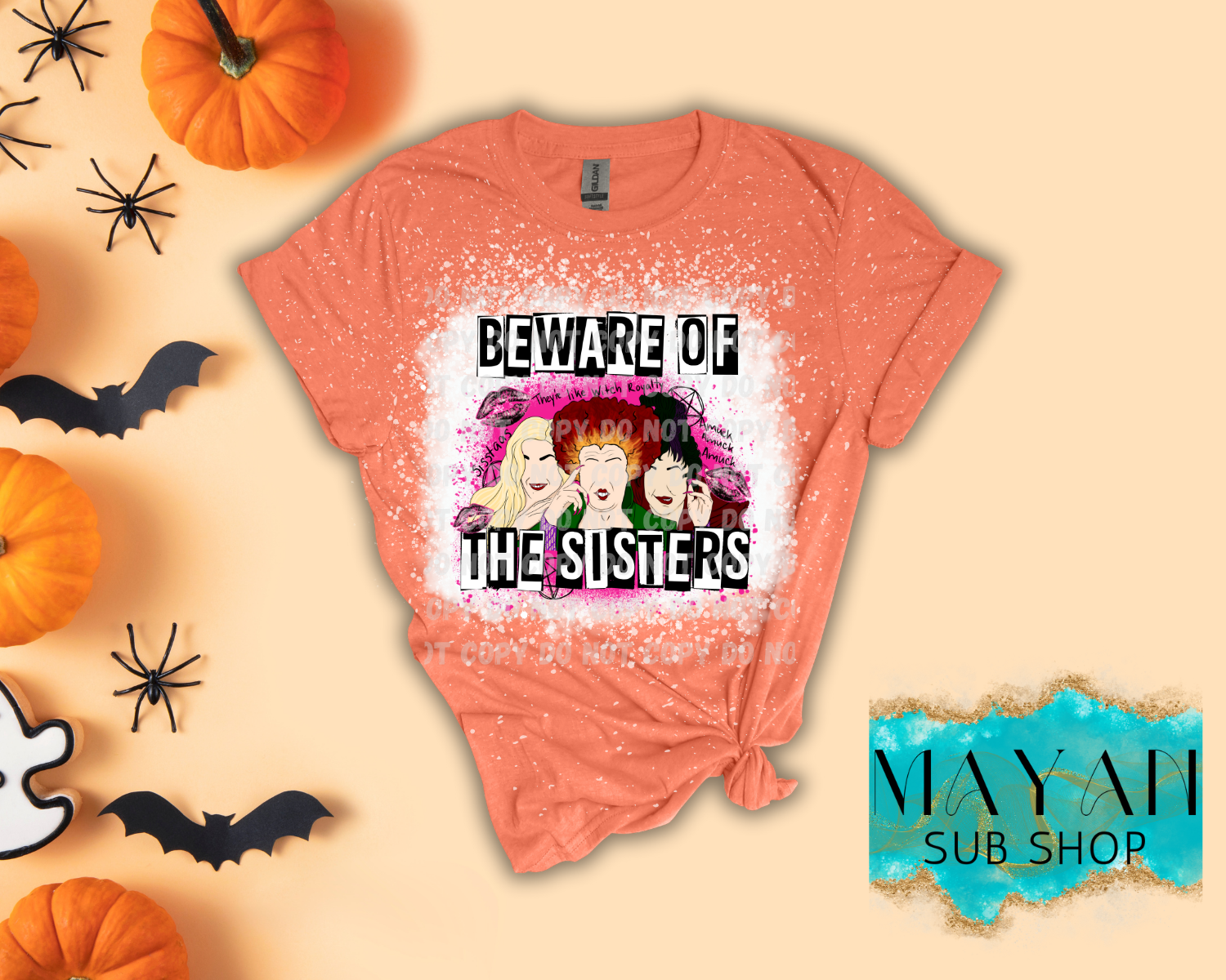 Beware Of The Sisters Bleached Shirt - Mayan Sub Shop