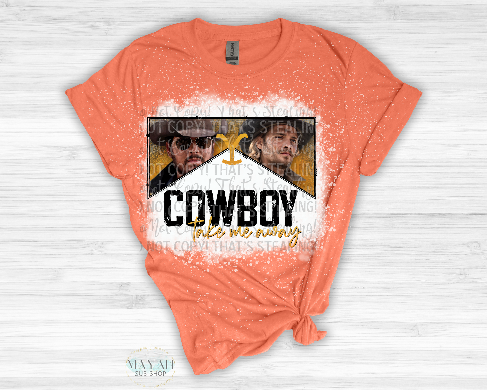 Cowboy Take Me Away Bleached Shirt - Mayan Sub Shop