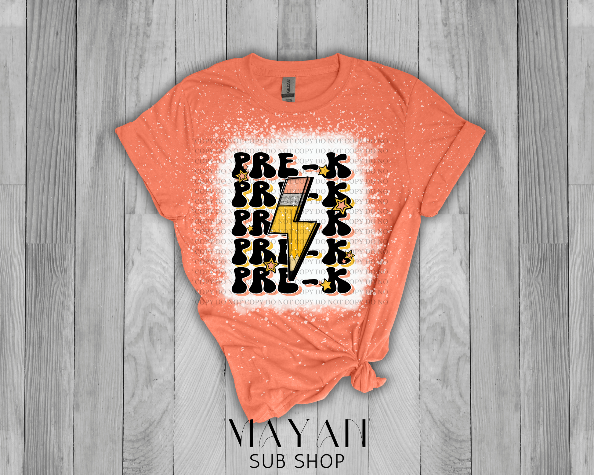 Pre-K Teacher Retro Bleached Shirt - Mayan Sub Shop