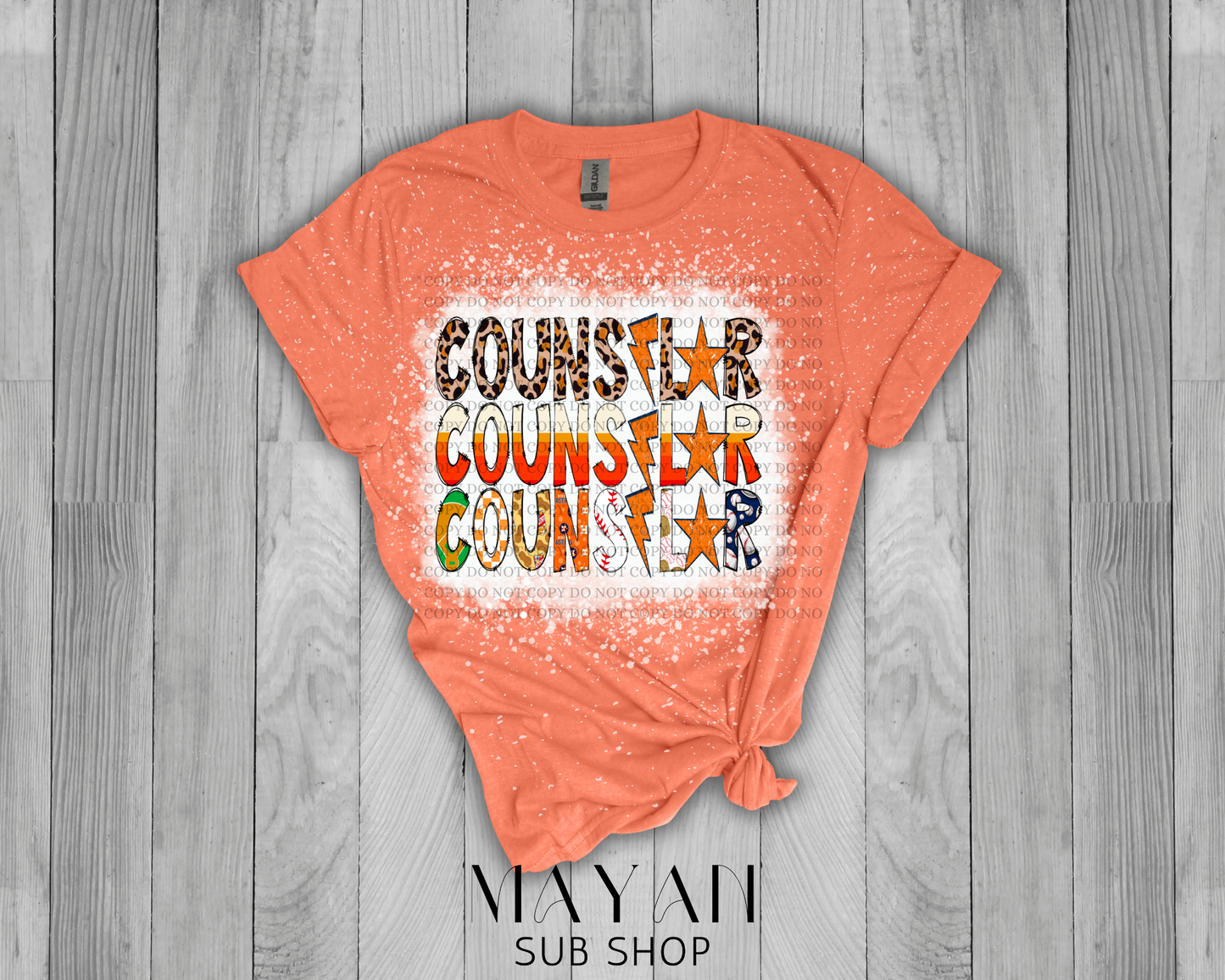 Counselor Stacked Astros Bleached Shirt - Mayan Sub Shop