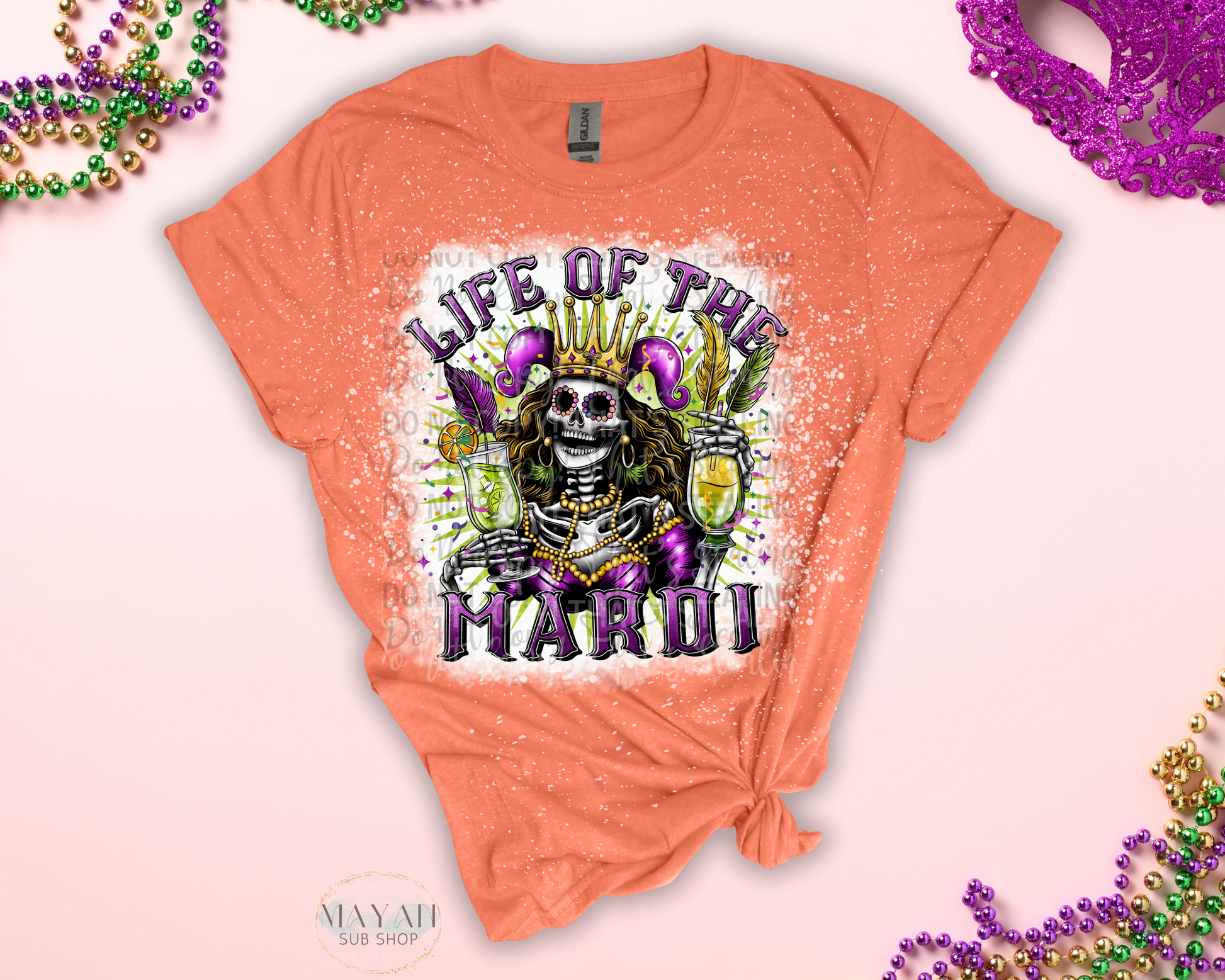 Life Of The Mardi Bleached Shirt - Mayan Sub Shop