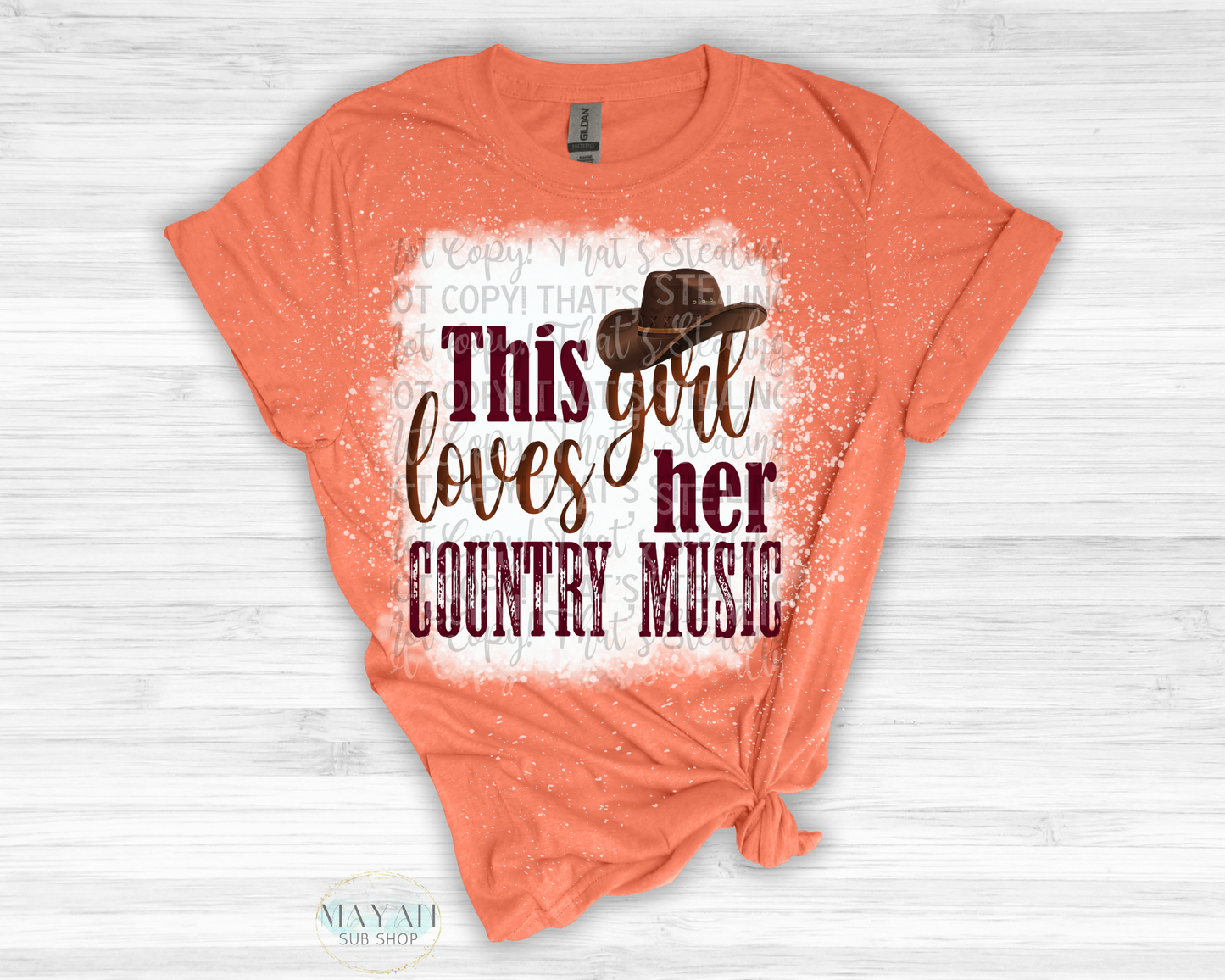 This Girl Loves Her Country Music Bleached Shirt - Mayan Sub Shop