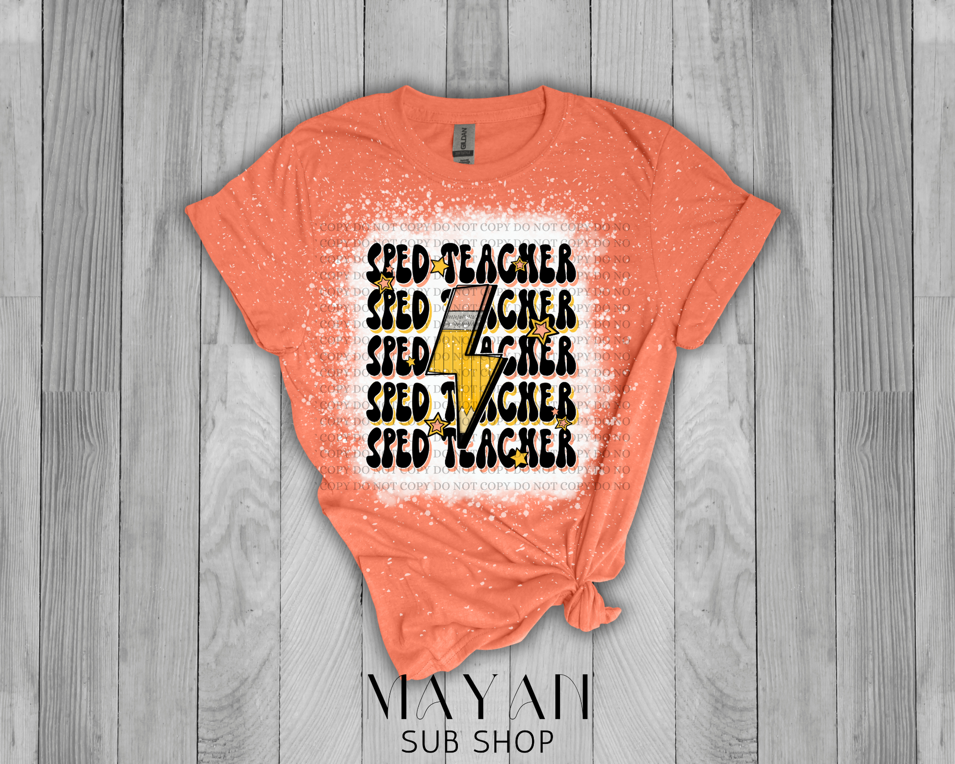 SPED-Teacher Stacked Retro Bleached Shirt - Mayan Sub Shop