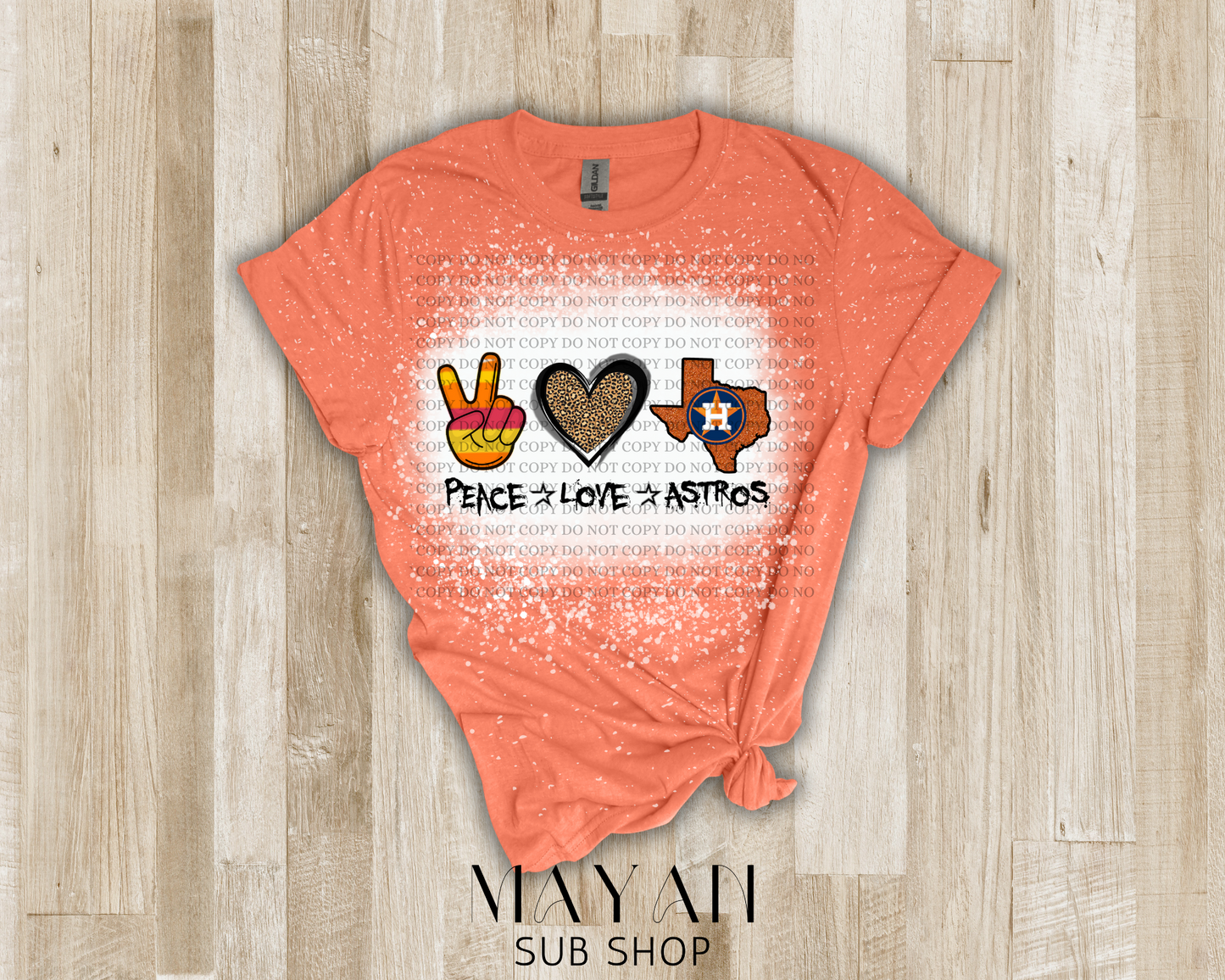 Peace love Astros bleached shirt - Mayan Sub Shop