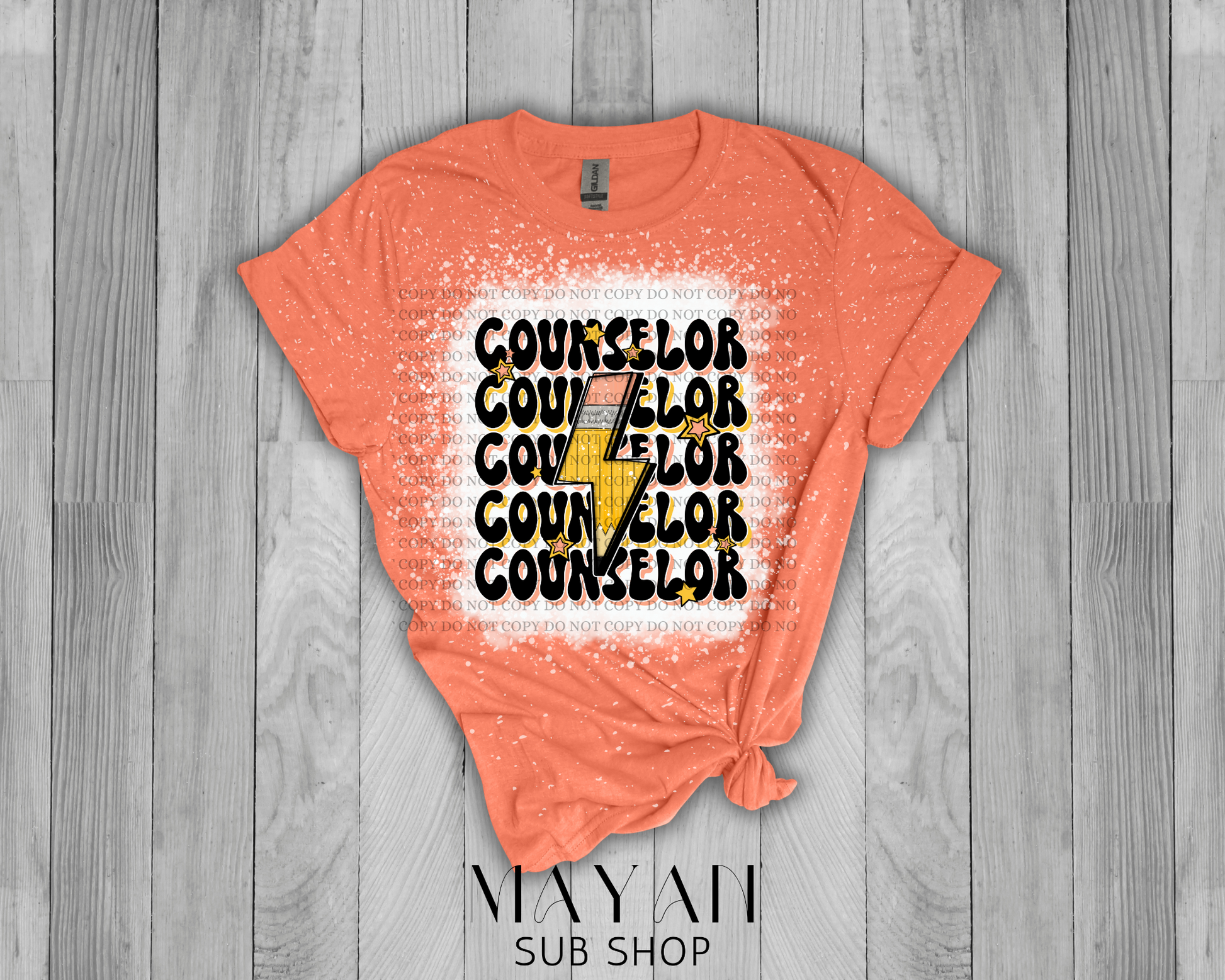 Counselor Stacked Retro Bleached Shirt - Mayan Sub Shop