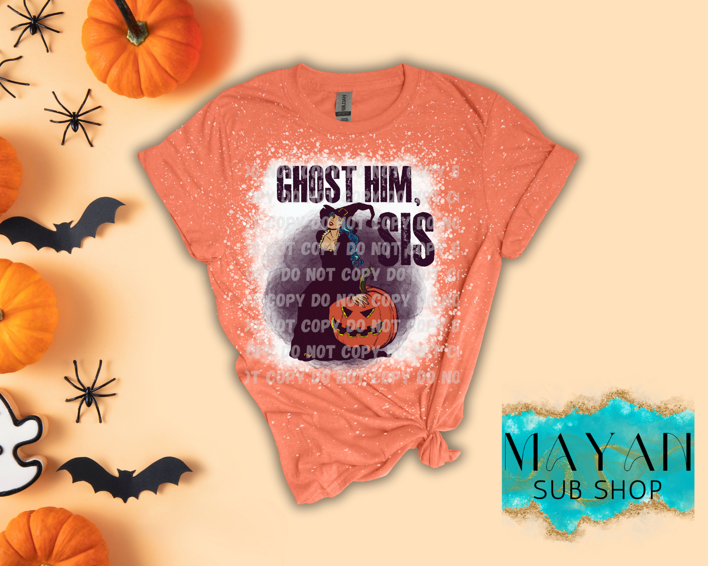 Ghost Him Bleached Shirt - Mayan Sub Shop