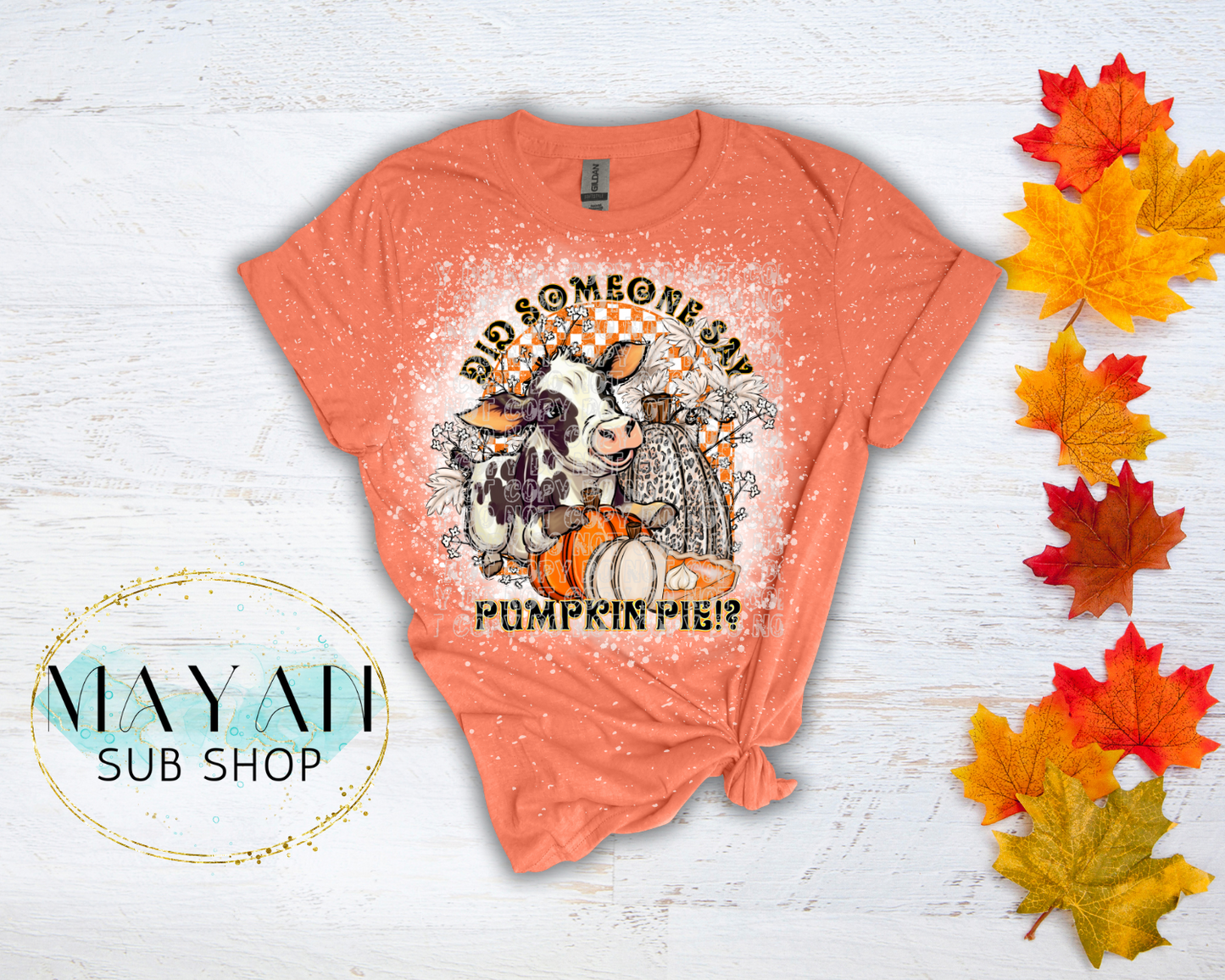 Pumpkin Pie Bleached Shirt - Mayan Sub Shop