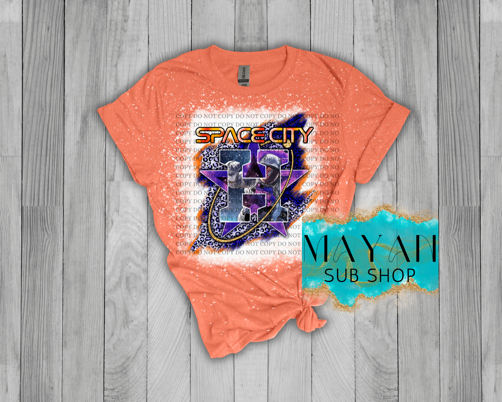 Space City Bleached Shirt - Mayan Sub Shop