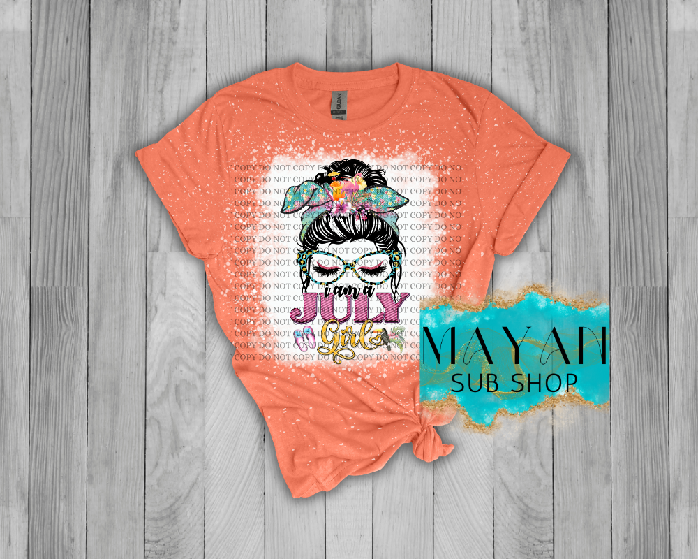 July Girl Messy Bun Bleached Shirt - Mayan Sub Shop