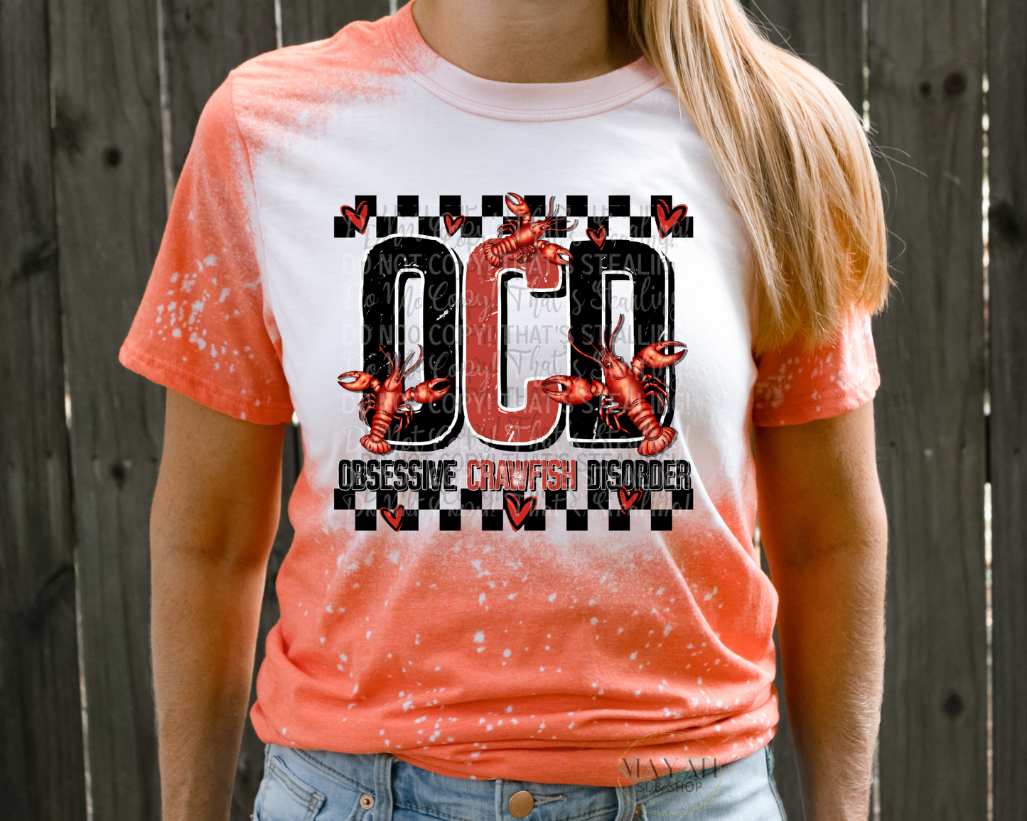 OCD Crawfish Bleached Tee - Mayan Sub Shop