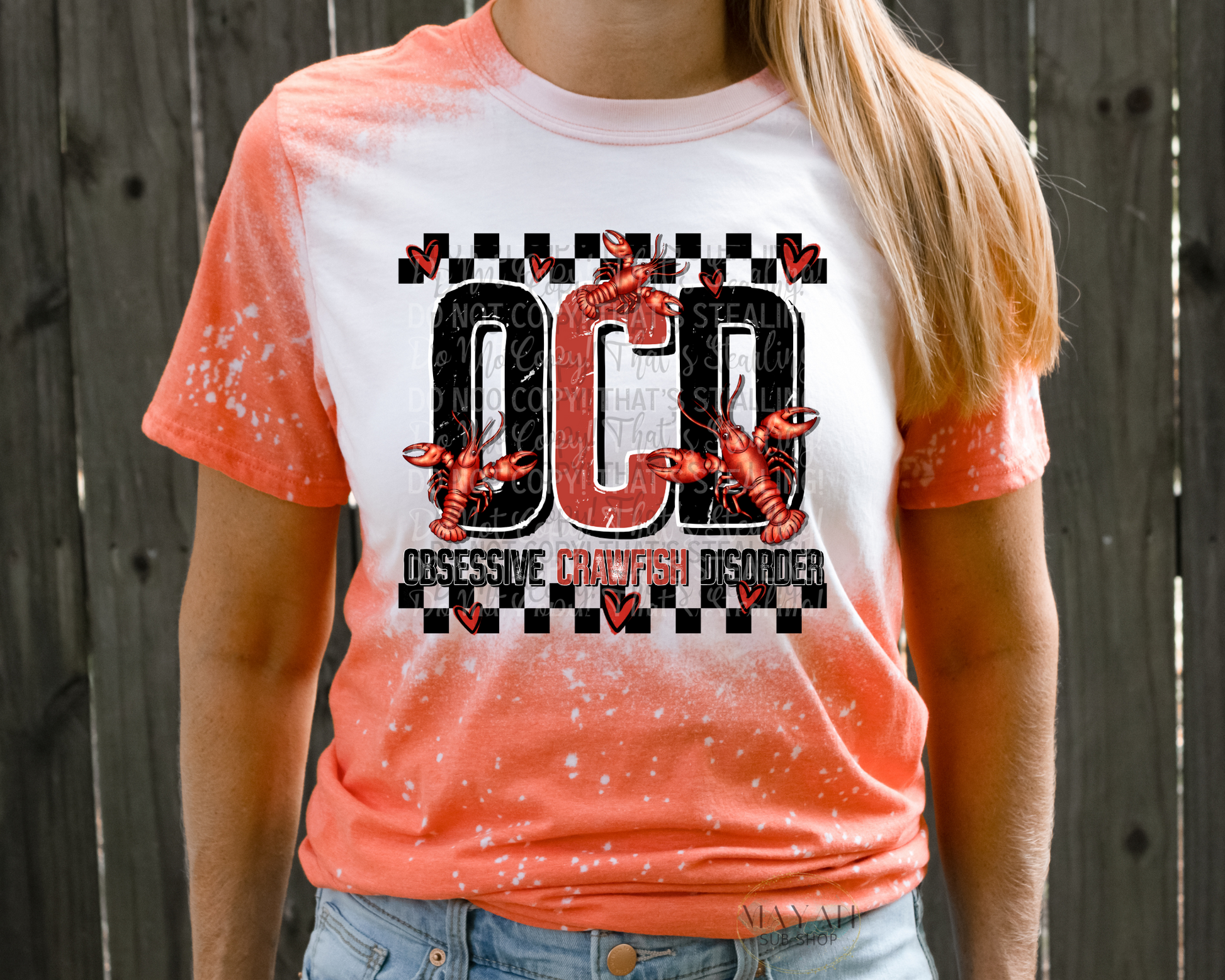 OCD Crawfish Bleached Tee - Mayan Sub Shop