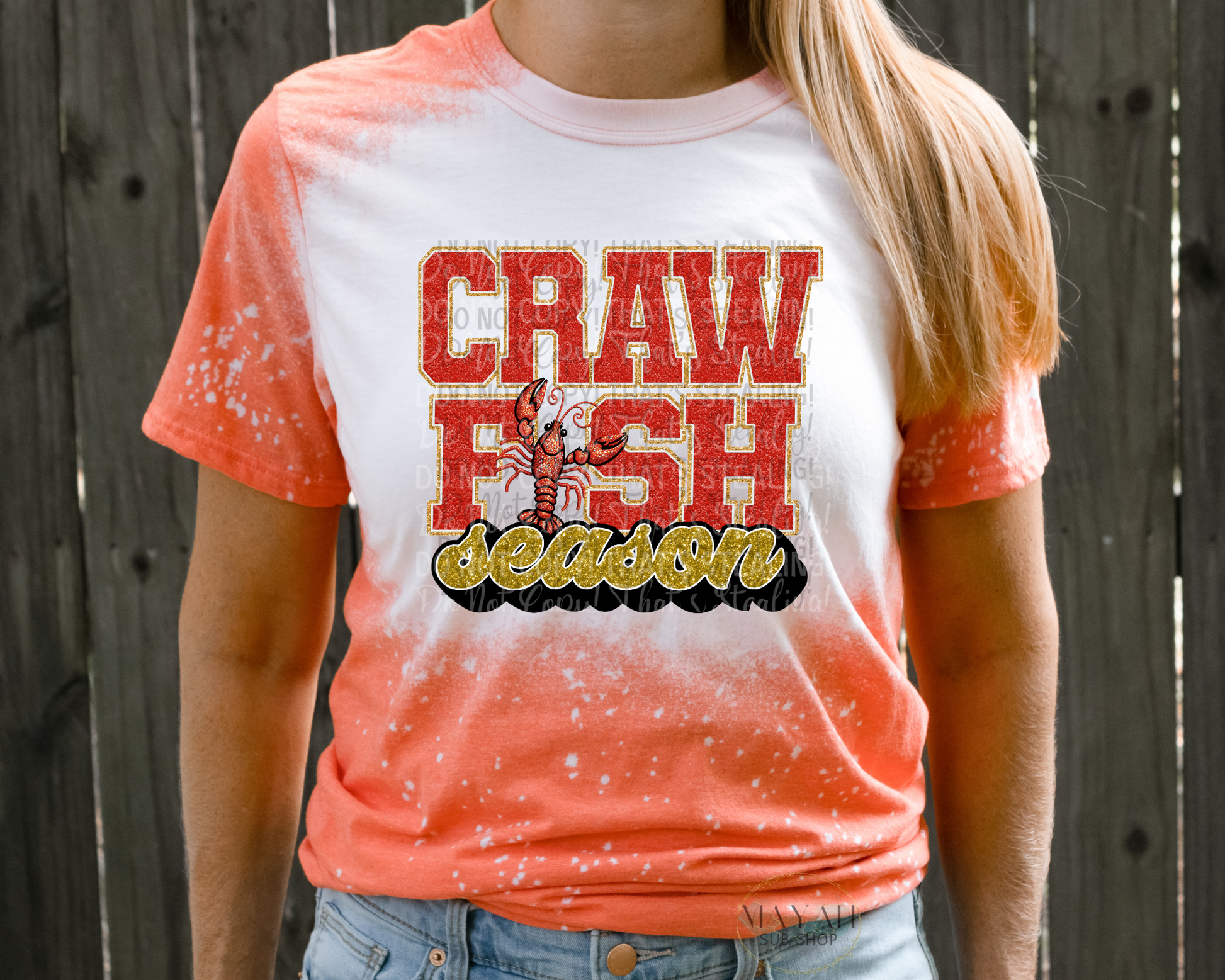 Crawfish Season Bleached Tee - Mayan Sub Shop